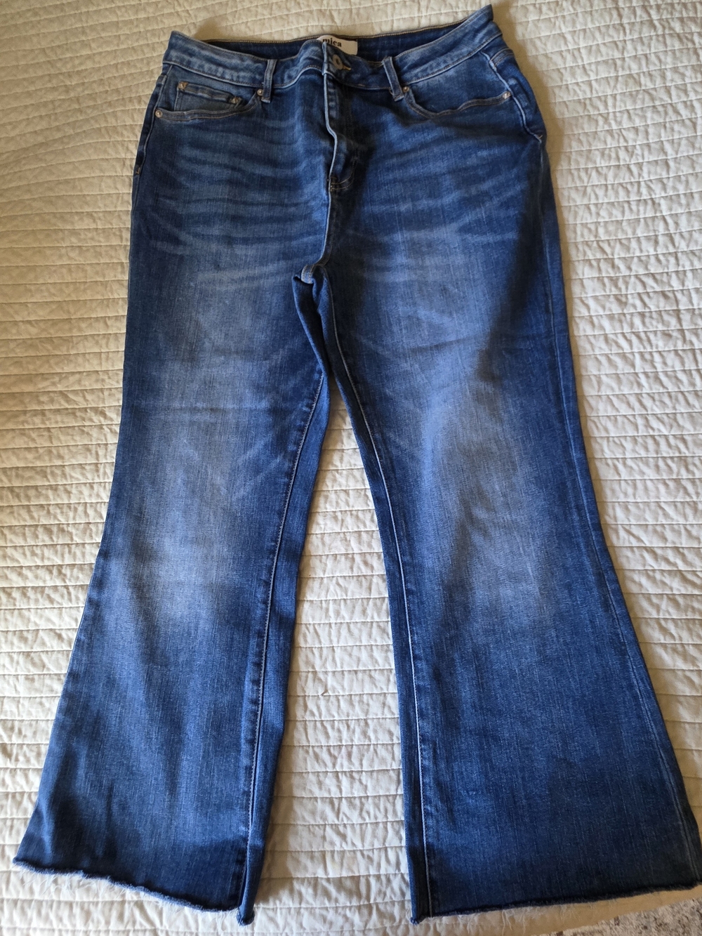 Super Soft Mid-Rise Blue Cropped Flare Jeans Plus Size